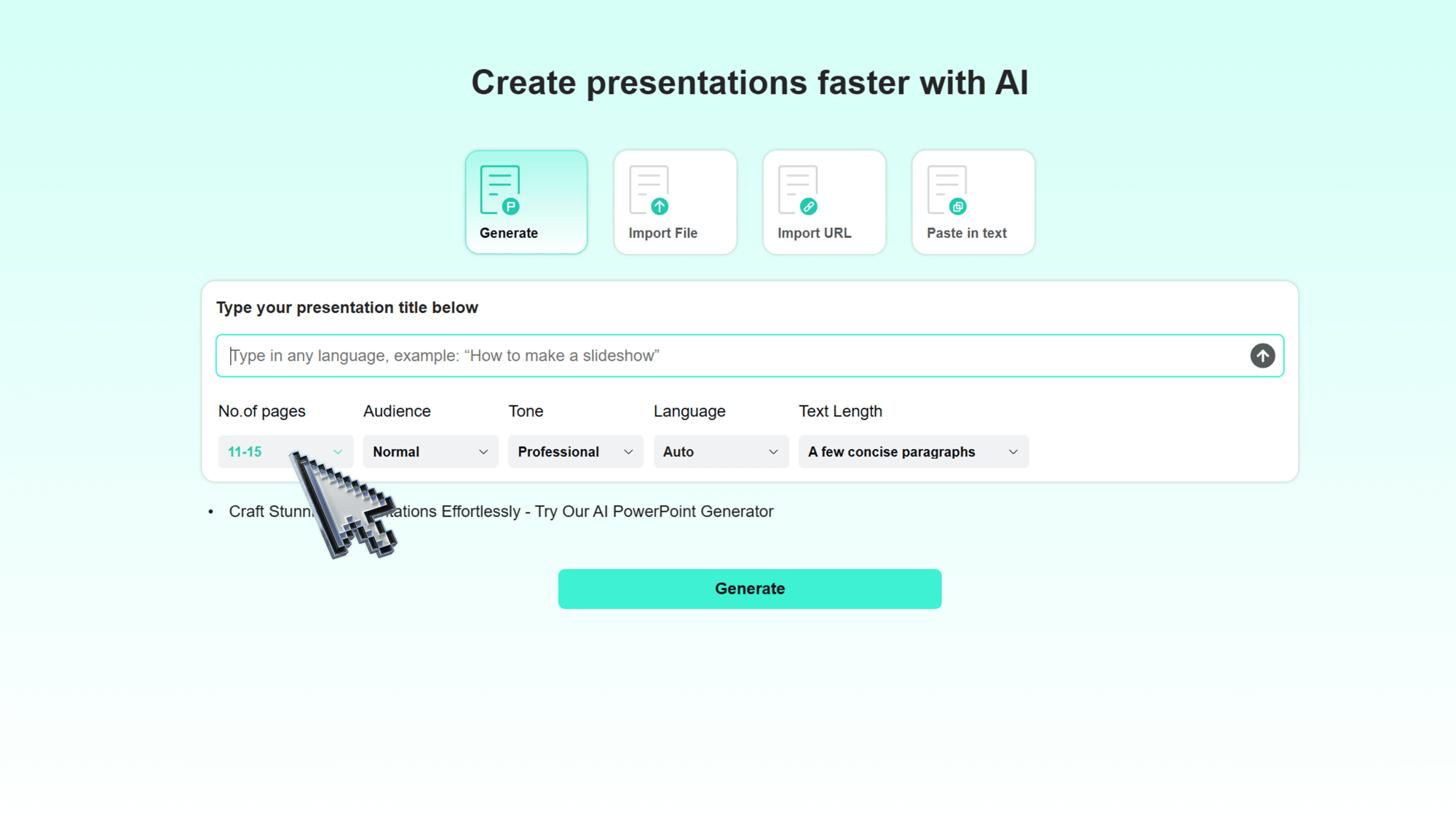 Personalized AI slideshow generator to create custom presentations with Smallppt