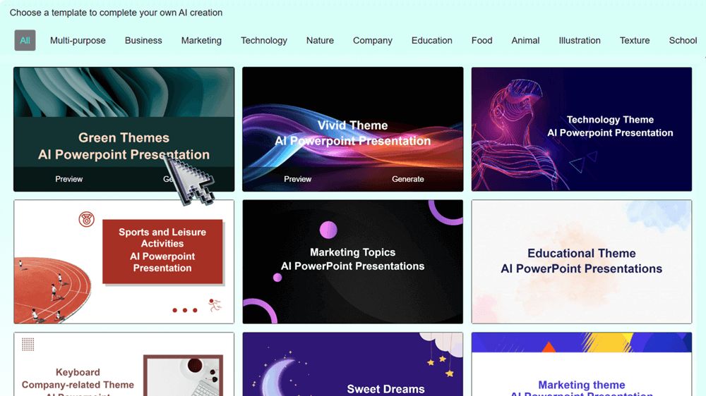 Choose a template from Smallppt's collection that matches your presentation style