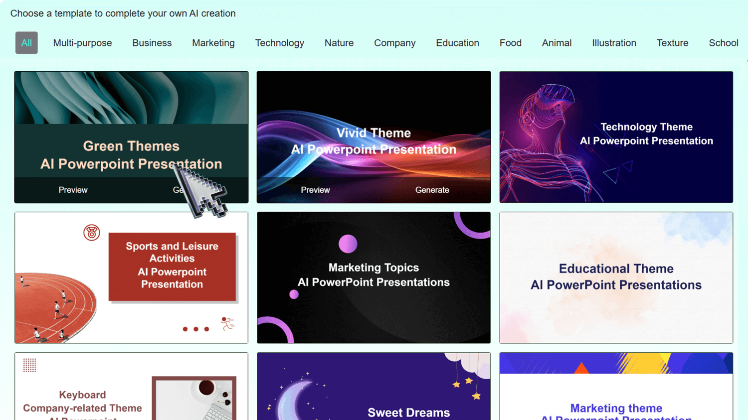 Browse and select ready-to-use presentation templates with Smallppt