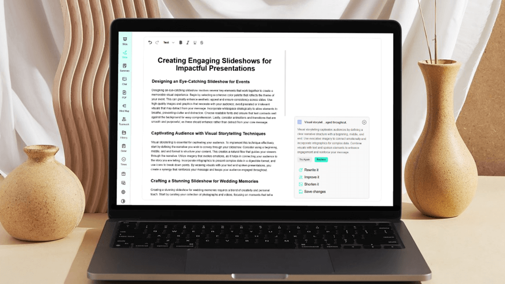 Use Smallppt AI Rewriter to rephrase and improve your text effortlessly